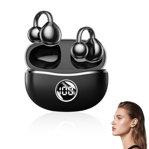 Horuili® Casque d'écoute Bluetooth Ouvert, Casque Clip Oreille sans Fil, Bluetooth 5.4 sans Fil, Casque d'écoute Bluetooth Open Ear, Réduction du Bruit, Égaliseur Dynamique, Son 3D