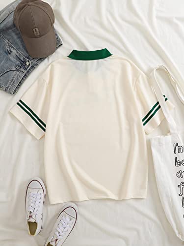 Verdusa Women's Jersey Oversized Shirts Short Sleeve Collared Button Down Graphic Tees Tops2