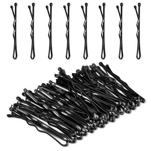 Amabro 50 mini horquillas, 3,5 cm, horquillas pequeñas onduladas, pinzas de metal para el pelo para mujeres, niñas, niños, moños, pelo largo, liso, rizado, todo tipo de cabello (negro)