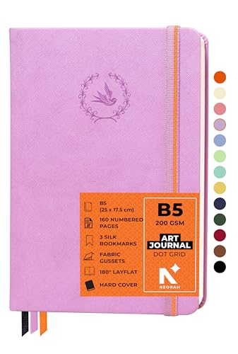 Image of NEORAH - B5 - ART JOURNAL |200Gsm Dotgrid Notebook |160 Pages(25.0 x 17.5 cm)| Lay Flat |Hard Cover Bullet - Journal | 3 Bookmarks |Elastic Closure| Inner Back Pocket | Ideal- Art,Planning (LAVENDER)