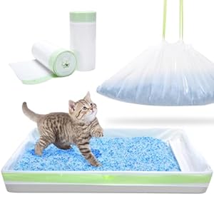 Litter Box Liners Compatible with Pet Scoop free Self Cleaning Box 30 Count Drawstring Cat Litter Waste Bags for Reusable Tray Disposable Tray Refills Tear resistant Leak proof Cat Poop Bags
