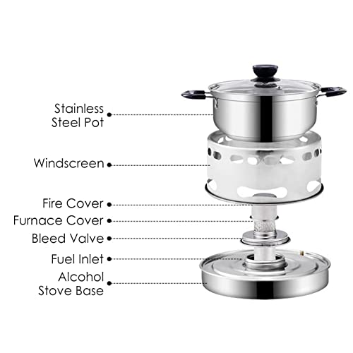 Camping Cookware Set, Outdoor Cookware Picnic Pot, Stainless Steel Camping Cookware, Ultralight Camping Pot Pan Set, Camping Tableware Set for Bushcraft Family Hiking, Picnic - Image 4