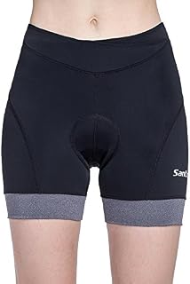 Santic Women's Cycling Shorts 4D Gel Spin Bike Classes Padding Plus Size Black-Grey