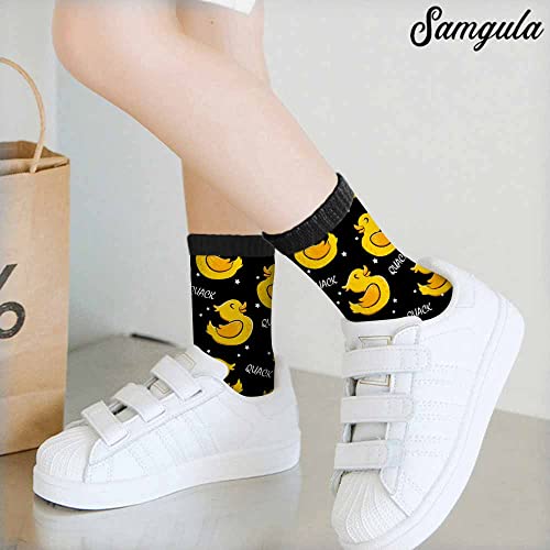 Image of Red Striped Crew Socks for Woman Size 6-8 Christmas Tree Moose Snowflake Dots Lines Girls Socks