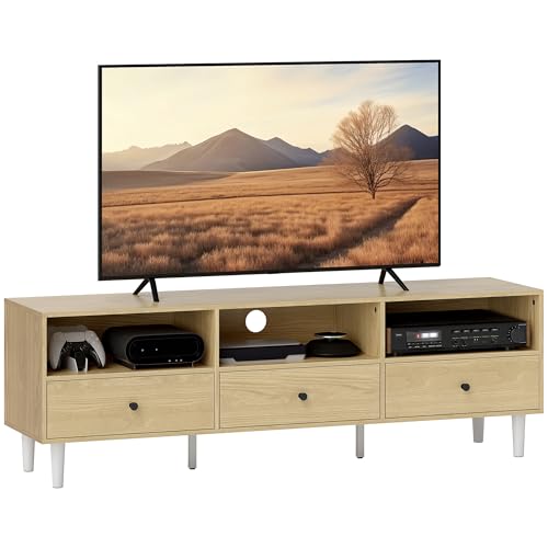 HOMCOM Meuble TV Meuble télé Bois Banc TV pour téléviseur jusqu'à 75