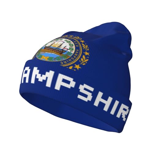 AKMCBSH New Hampshire Flag Beanie Hat for Men and Women - Soft and Warm USA State Flag Knit Hat Unisex Winter Fall Hat Cuffed Knitted Skull Cap