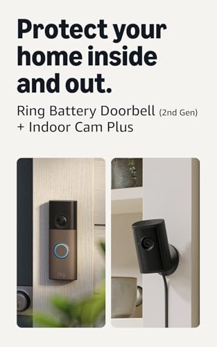 Image of Ring Battery Doorbell (newest model), Matte Mocha with Indoor Cam Plus, Black
