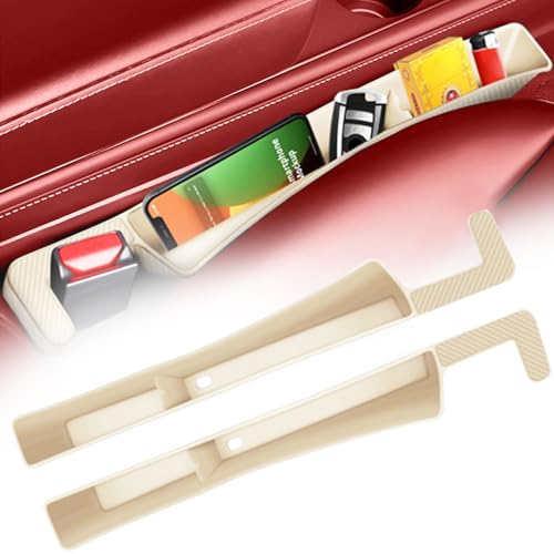 2 PCS Car Seat Gap Filler Organizer, Multifunctional Cars Gap Fillers Storage, Auto Side Seat Gap Storage Box, Car Seat Accessories Prevents Things from Falling into Seat and Center Console Gap(Beige?