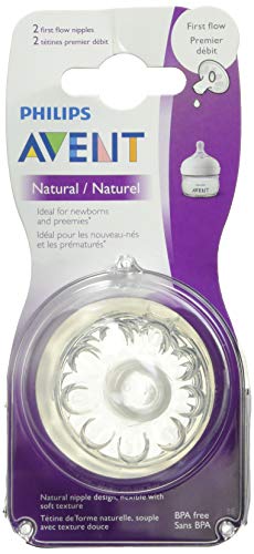 Philips Avent Natural Baby Bottle Nipple, First Flow Nipple, 2 Pack, Clear - Thumbnail 2