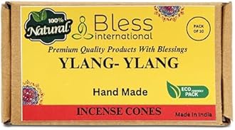 Bless International YLANG-YLANG 100%-Natural-Incense-Cones Handmade-Hand-Dipped Organic-Chemicals-Free for-Purification-Relaxation-Positivity-Yoga-Meditation The-Best-scents (10 Count)