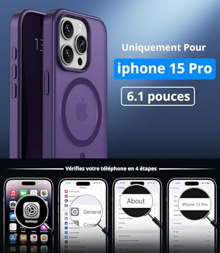 Coque iPhone 15 Pro violette avec protection écran contre les chutes - 4