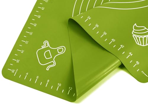 Image of Silicone Baking Mat Roti mat Silicone Chapati Atta Kneading Mat Non Stick Fondant Rolling Mat Stretchable for Kitchen Roti Chapati Cake Baking Mat (Green 50x40cm)