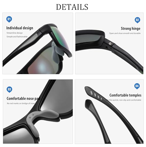 Polarized Night Driving Glasses Unisex NIght Cycling Glasses with Replacement Sunglasses Lens for Daytime4