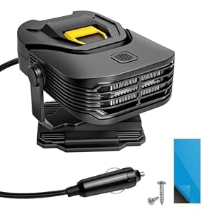 2 en 1 12 V 200 W, calentador de parabrisas portátil giratorio de 360°, eliminación rápida de heladas/niebla, diseño enchufable para todos los vehículos, negro/amarillo