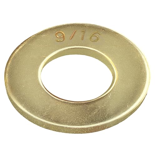 Image of 9 /16 inch (50 Pack) Grade 8 SAE Washer, Thru-Hardened, Yellow Zinc by Makers Bolt