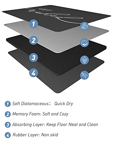 Tchdio Super Absorbent Quick Dry Get Naked Bath Mats For Bathroom Floor Non Slip- Mats With Rubber Backing-Ultra Thin Rugs Fit Under Door, 17" X 24", Black #TOP5