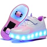 Ehauuo Unisex Roller Shoes Kids Sparkling Wheels Shoes Girls Light up Roller Skates Sneakers Boys Rechargeable Flashing Sneakers for Gift