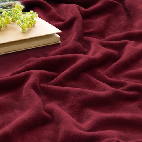 Image of BEDELITE Fleece Blanket Burgundy Throw Blankets for Couch & Bed, Luxury Plush Cozy Fuzzy Blanket 50x60 inches, Super Soft Warm Lightweight Throw Blanket for Travel Camping