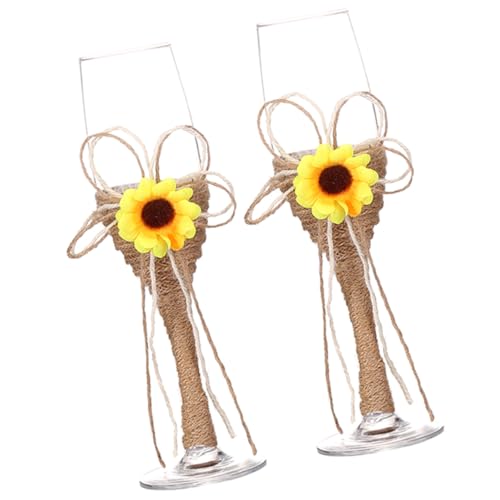 Hemobllo Copas de con Cuerda y Girasol de Copas de Boda Rústicas para Despedida de Soltera y Fiesta