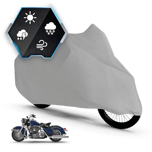 Telone per moto per tutte le stagioni, XL, 100% impermeabile, per esterni, protezione tutto l'anno, colore argento, 255 x 110 x 135 cm