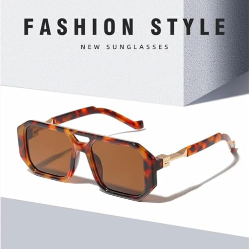 Lunettes de soleil monture rétro à double faisceau géométrique