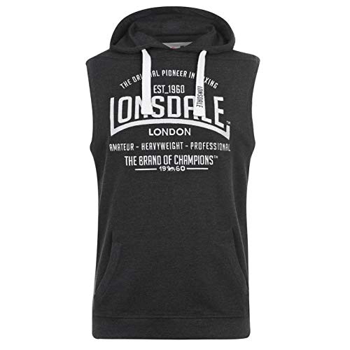 Lonsdale - Sudadera con capucha sin mangas para hombre Negro XXL