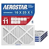 Aerostar 16x25x1 MERV 11 Air Filter, 4 Count, ACTUAL SIZE (15.75 x 24.75 x 0.75), HVAC, Air Conditioning & Furnace Filter for Dust, Pet Dander, Smoke & Allergies (MPR 1200 / FPR 7), Made in USA
