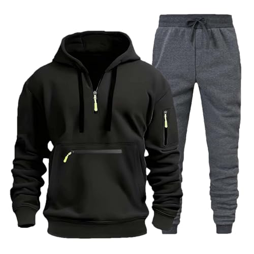 Generisch Chándal y chándal para hombre - Traje deportivo para hombres con cremallera de manga larga, pantalones deportivos para fitness, traje de casa para hombre, traje de ocio de forro polar para