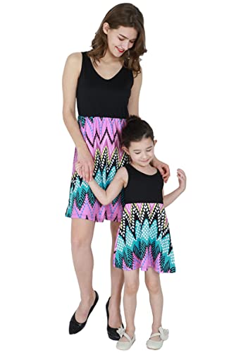 YMING Mother and Daughter Matching Dress Summer Causal Sundress Cute Mini Outfits2