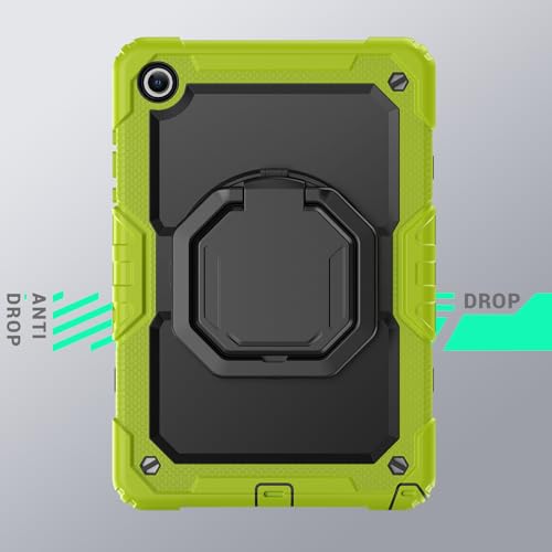 Coque Galaxy Tab A11 Plus 11" antichoc jaune-vert avec support rotatif SM-X230