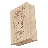 Asian Koi Mermaid in Japanese Kimono Rectangle Rubber Stamp for Stamping Crafting - 2.5in Large
