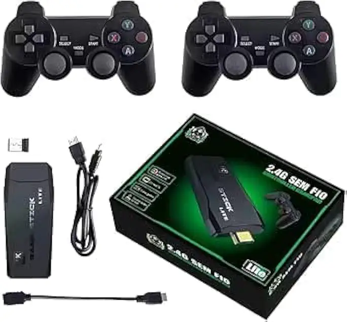 Console Retrô Game Stick Lite 4K HDMI 64GB com 20.000 Jogos Clássicos + 2 Controles Sem Fio 2.4GHz – Plug & Play, Alta Definição, Gráficos Vibrantes e Diversão para Toda Família