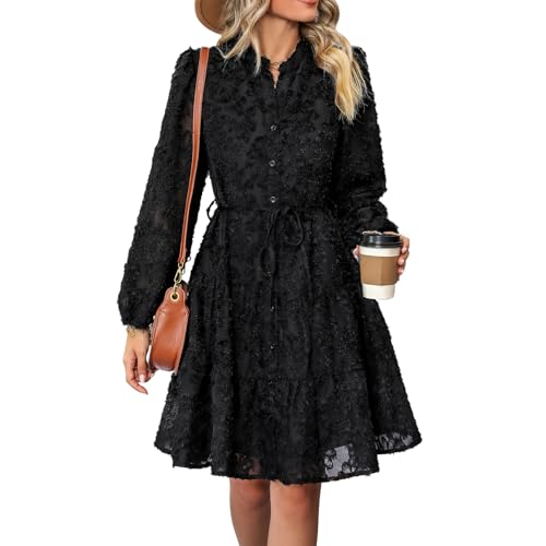 Robe d'automne à manches longues haut de gamme style empire avec ceinture