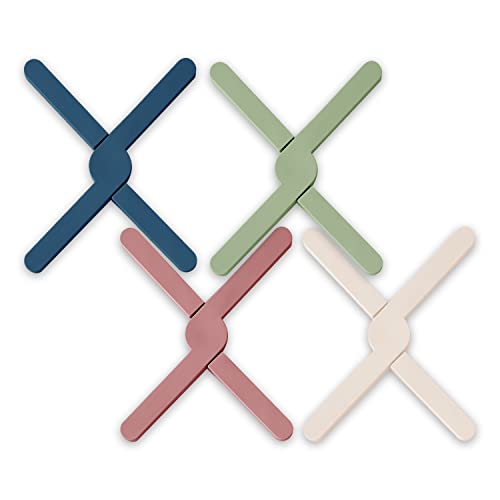 4 Pack Folding Silicone Trivet, Folding Pot Stand, Non Slip Pot Holder, Silicone Mats for Worktops Heat Resistant Trivets, Pan Protectors for Kitchen Table - Image 2