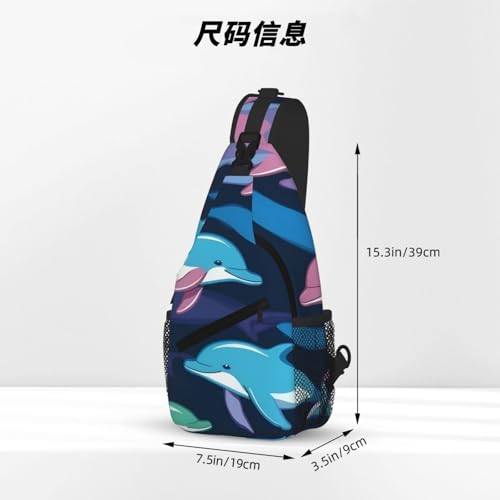 Dolphin Printing Cross Chest Bag Diagonally Sling Backpack Crossbody Shoulder Bags Sling Travel Hiking Daypack4