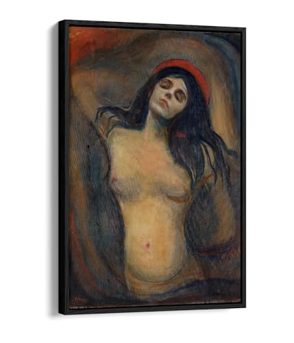 Madonna de Munch sur toile flottante encadrée avec cadre noir premium d'exposition 50x76 cm