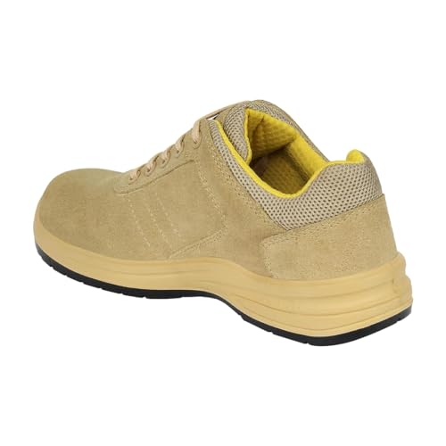 Image of AC-1581 Safety Shoe Sporty Design - C.T Buff Suede Leather - PU-D.D, D.C, Low Ankle (Camel, UK Footwear Size System, Adult, Men, Numeric, Medium, 8)