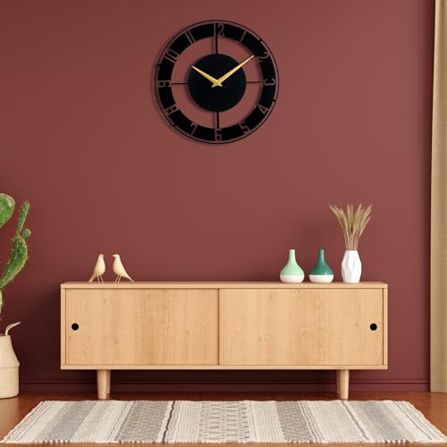 Image of Metallic Analog Wall Clock for Home, Office, Living Room, Bedroom, Kids Room and Kitchen (40 X 40 Cm) | Big Size Stylish Home Decor | (Battery Included)