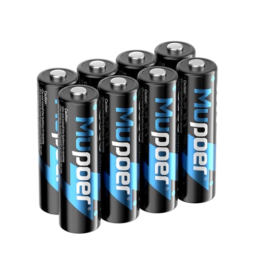 Image of Mupoer Rechargeable AA Batteries 8 Count,Lithium Battery A 1.5V 3000mWh,Double A Rechargeable Battery,Pilas Recargables AA,Li ion Two A Batteries for Blink Xbox Long Lasting Blue