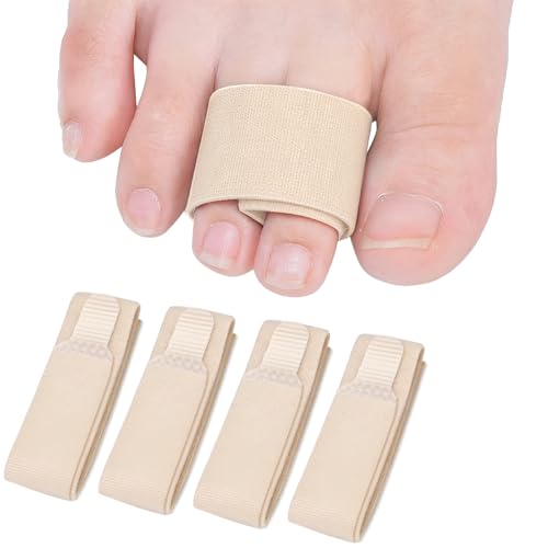 Sumifun 4 fasce per dita dei piedi, rotte, punta a martello, punta a martello, punta rotta – Beige