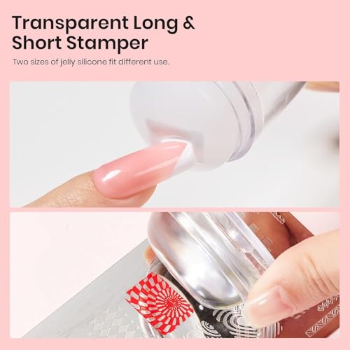 Image of Beetles Nail Stamp, 4Pcs French Tip Stamper and Scraper Tool Set | Soft Silicone Single-Head Stampers for Long and Short French Tips, with 2 Nail Scrapers Easy Manicure Gift for Women