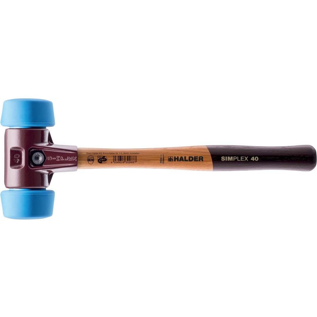 Halder 3001.051 SIMPLEX - Martello da carpentiere con corpo in acciaio pressofuso e manico in legno, Ø 50:40, TPE-soft