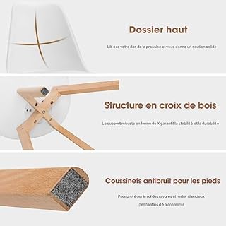 Frixovel Sedie sala da pranzo, sedia scandinava Set di 6, ideale per sala da pranzo, soggiorno, cucina, camera da letto (6, bianco, standard)