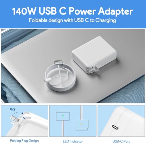 Image of 140W Mac Book Pro Charger, Mag 3 PD 3.1 Cable for Mac Pro 14-16inch 2021 2023 2024 2025 2026 M1 M2 M3 M4 M5, Mac Air 13-15inch 2022 2023 2024 2025 2026 M2 M3 M4 M5, Include 6.6ft Cable