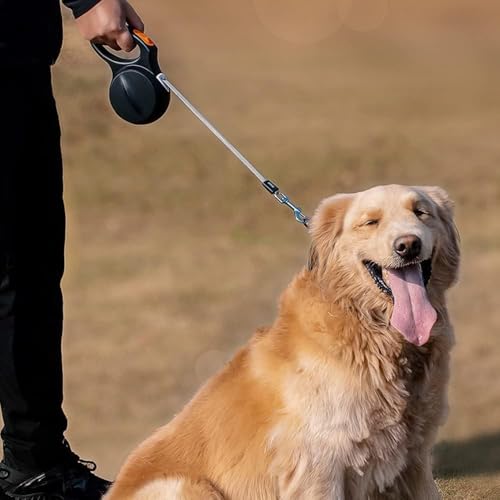 Heavy-Duty Retractable Dog Leash 16-Foot - Auto-Brake & 360° Tangle-Free Design for Medium/Large Dogs up to 110 lbs, Ideal for Energetic Breeds with Reflective Safety Tape