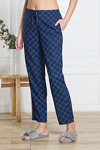 Image of Van Heusen Women's Printed Lounge Pants | Drawstrings & Side Pockets | Ultra Soft Fabric | Relaxed Fit | At home pyjamas | Everyday Comfort | Printed | Style 55306 | Available in Pack of 1 & 2