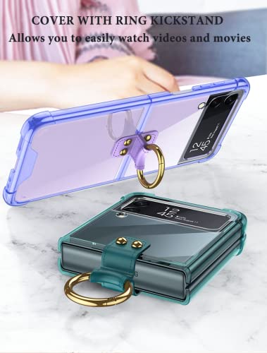 Capa para Samsung Flip 3, Capa Galaxy Z Flip 3 com Anel, Capa Protetora de Airbag Embutido para Sams