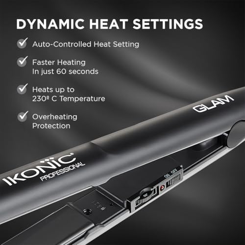 Ikonic Glam Hair Straightener For Women With Professional Cutting-Edge Floating Tourmaline Ceramic Plates Ideal For Straighteneing, Curls, Waves Auto Controlled Heat Setting... - Image 5