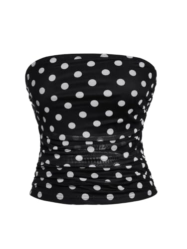 Image of Floerns Women's Rhinestone Sleeveless Bandeau Party Corset Sequin Tube Top | Strapless, Glitter, Sparkly, Mesh, Club, Going Out, Concert Outfit Top