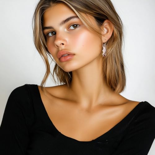 NOVICA Artisan Handcrafted Garnet and Bone Dangle Earrings - Sterling Silver Crescent Moon With French Wire3